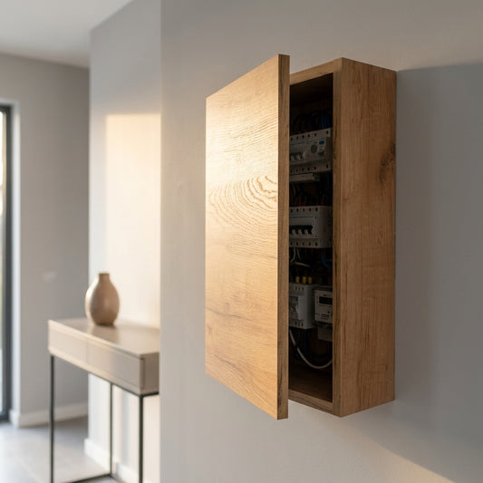 Coperchio del pannello elettrico in legno