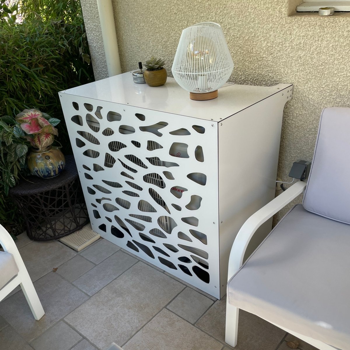 Cache climatiseur extérieur Pierres Blanc - Clim-Box